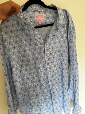 Pink House Men's Light Blue Printed Dress Shirt